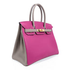 Special Order HSS Birkin 30 Bag Rose Pourpre & Gris Asphalte Togo Leather with Gold Hardware