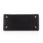 Kelly 20 Mini Vintage Bag Black Pleated Silk Suede Trim Gold Hardware