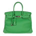 Birkin 35 Bag Ghillies Limited Edition Bamboo Palladium Hardware