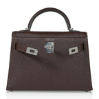 Kelly 20 Bi-Color Mini Sellier Bag Havane / Etrusque Chevre Palladium