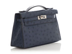 Kelly Pochette Clutch Bag crafted from top-layer cowhide with ostrich pattern