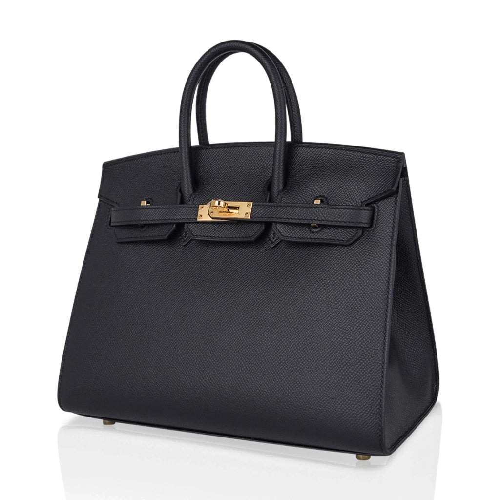 Birkin Sellier 25 Black Gold Hardware Epsom Leather New w/Box