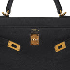 Kelly Touch 25 Retourne Bag Black Lizard Togo Leather Gold Hardware
