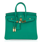 Birkin 25 Bag Vert Vertigo Swift Gold Hardware