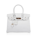 Special Order HSS Birkin 30 Bag White & Orange Clemence Leather with Rose Gold Hardware