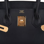 Birkin Sellier Limited Edition 30 Bag Black Veau Graine Monsieur Laiton