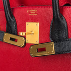 Birkin HSS 30 Bag Rouge Casaque and Black Chevre Brushed Gold Hardware