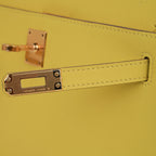 Kelly Pochette Bag Lime Clutch Gold Hardware Swift Leather