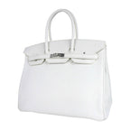 Birkin 35 Bag White Clemence Leather with Palladium Hardware