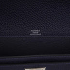Kelly Depeches 25 Pouch Blue Ocean Galop D’Vache Leather with Palladium Hardware