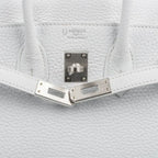 Birkin 25 Bag HSS White Clemence Trench Interior Brushed Palladium Hardware