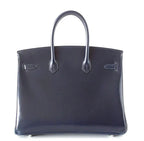 Birkin 35 Bag (Bleu) Blue Marine Coveted Rare Box Leather Palladium