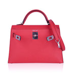Mini Kelly 20 Bag Sellier Rose Texas Epsom with Palladium Hardware