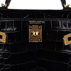 Kelly 20 Mini Sellier Bag Black Alligator Gold Hardware
