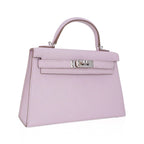 Mini Kelly 20 Bag Sellier Mauve Pale Chevre Leather with Palladium Hardware