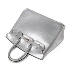 Birkin 25 Bag Metallic Silver Chevre with Brushed Palladium Hardware
