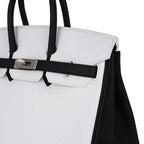 Birkin HSS 25 Bag White w/ Black Brushed Palladium Hardware