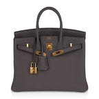 Birkin 25 Bag Etain Gold Hardware Togo Leather New w/Box