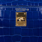 Kelly 20 Mini Sellier Bag Blue Electric Alligator Gold Hardware Limited