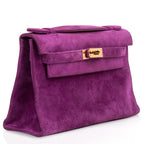 Kelly Pochette Doblis (Suede) Violet Purple Clutch Bag Gold