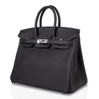 Birkin 25 Bag Black Palladium Hardware Togo Leather