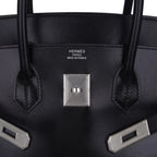 Birkin 35 Bag Black Box Palladium Guilloche Hardware