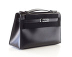 Kelly Pochette Clutch Bag Limited Edition So Black Box Leather Very Rare