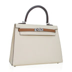 Kelly Sellier 25 Bag Nata Chai & Gris Meyer Epsom Leather with Palladium Hardware