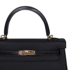 Kelly Touch 25 Retourne Bag Black Lizard / Togo Permabrass Hardware