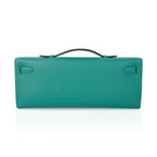 Kelly Cut Vert Verone Clutch Bag Swift Palladium