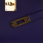 Kelly Cut Bag Blue Encre Swift with Gold Hardware