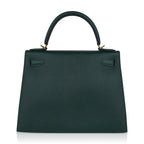 Kelly Sellier 28 Bag Vert Anglais Epsom Leather with Gold Hardware