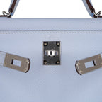 Kelly 20 Mini Sellier Bag Blue Brume Epsom Leather Gold Hardware