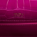 Kelly Pochette Clutch Bag Rose Scheherazade Pink Alligator Gold Hardware