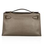 Kelly Pochette Metallic Bronze Clutch Bag Chevre Palladium