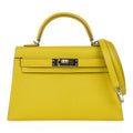 Kelly 20 Mini Sellier Bag Lime Chevre Leather Palladium