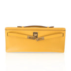 Kelly Cut Bag Jaune Ambre Clutch Swift Gold Hardware New