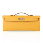 Kelly Cut Bag Jaune Ambre Clutch Swift Gold Hardware New