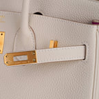 Birkin HSS 25 Bag Beton w/ Pink Rose Pourpre Brushed Gold Hardware Togo