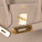 HSS Tri-Color Birkin 35 Gris Tourterelle Blue Paon & Purple Stitching Special Order Bag