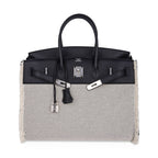 Birkin Fray Fray 35 Bag Black Swift Leather / Toile Limited Edition