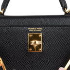 Mini Kelly 20 Sellier Bag Black Epsom Leather with Gold Hardware