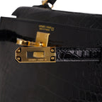 Kelly 20 Mini Sellier Bag Black Alligator Gold Hardware