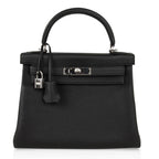 Kelly 28 Bag Black Retourne Togo Palladium Hardware