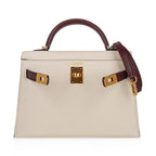 Special Order HSS Mini Kelly 20 Sellier Bag Nata & Bordeaux Epsom Leather with Gold Hardware