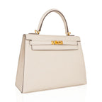 Kelly 25 Sellier Bag Craie Epsom Leather with Gold Hardware