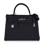 Kelly 35 Bag Black Retourne Togo Palladium Hardware New