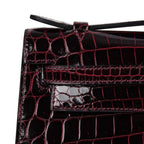 Kelly Pochette Clutch Bag Bordeaux Crocodile Jewel Toned Palladium