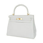 Kelly 28 Retourne Bag White Clemence Leather with Gold Hardware