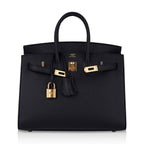 Birkin Sellier 25 Black Gold Hardware Epsom Leather New w/Box